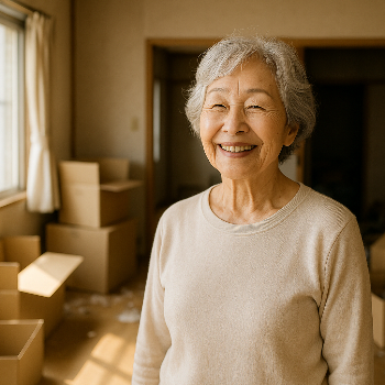 空き家片付け幸せ女性