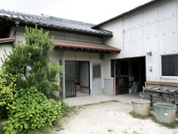 緑の木と白い外壁の建物の写真